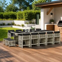 Versatile 15-Piece Grey Rattan Garden Set for Every Occasion