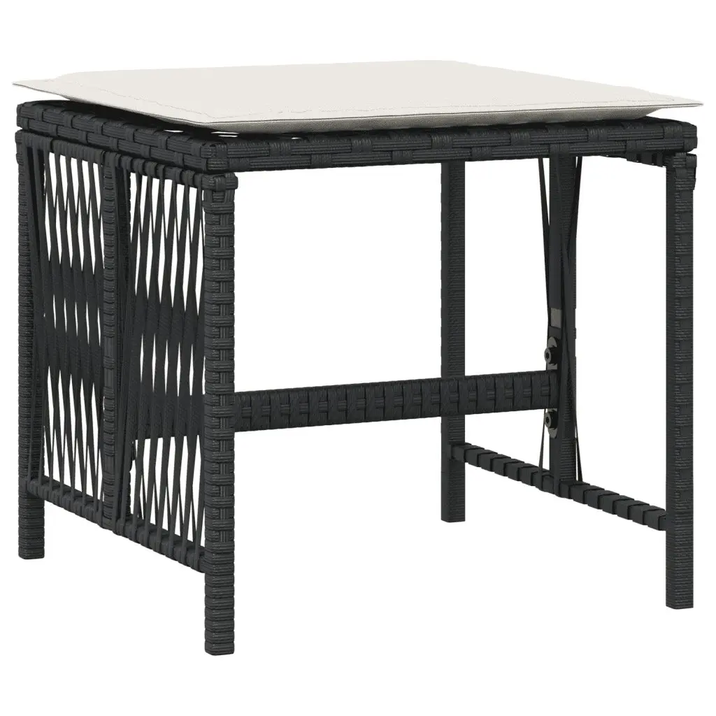 Outdoor Garden Dining Set 17 Piece PE Rattan Black Cushions Table