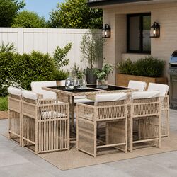 Practical 9 Piece Garden Dining Set for Outdoor Use