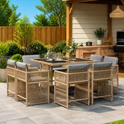 9 Piece Garden Dining Set with Removable Cushions