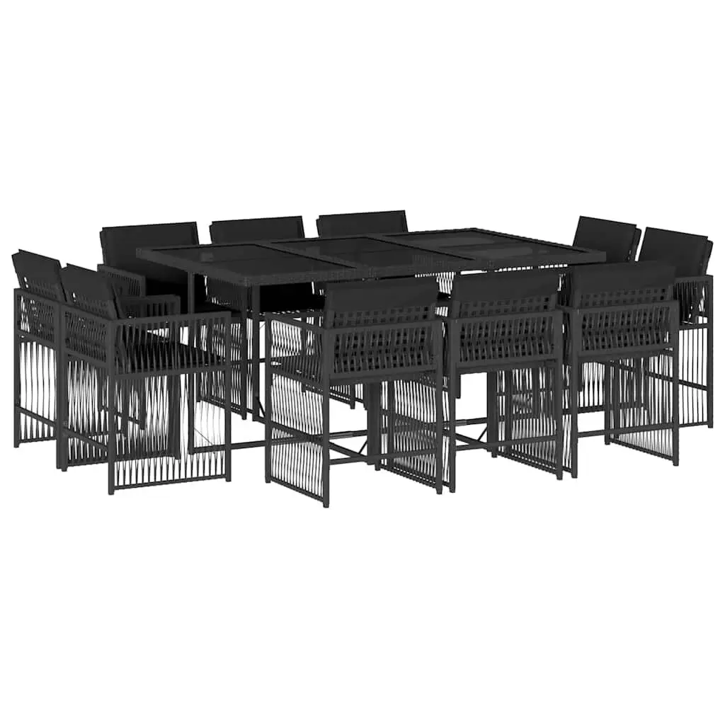 Outdoor Garden Dining Set Poly Rattan 11 Piece Black Furniture Patio Table