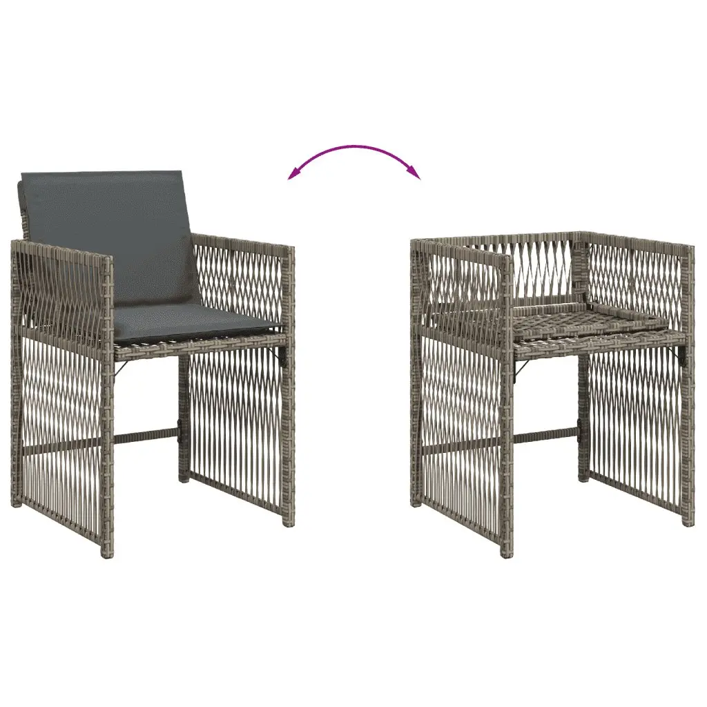 Outdoor Garden Dining Set 11 Piece Grey Poly Rattan Furniture with Cushions