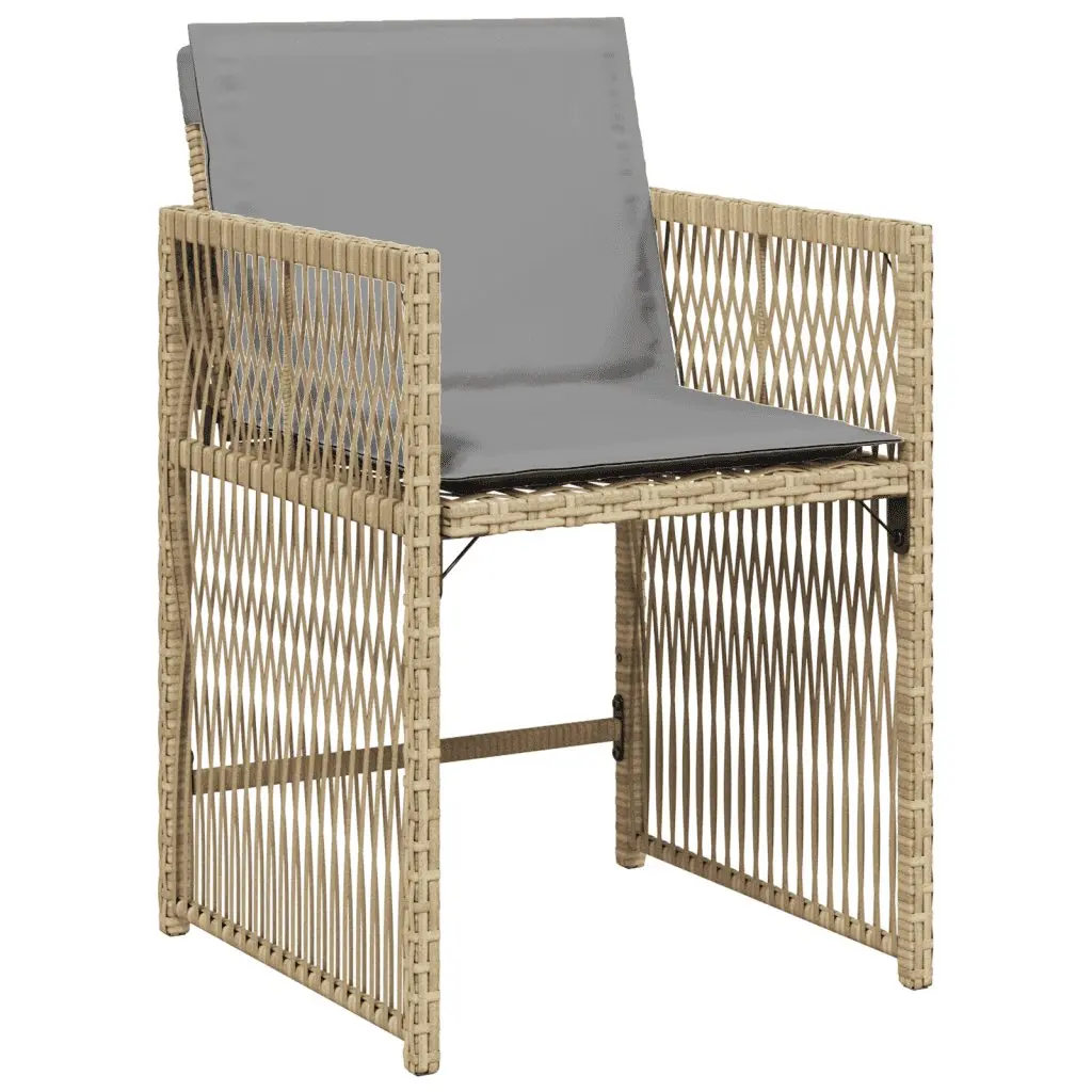 Garden Dining Set 11 Piece Outdoor Furniture PE Rattan Beige with Cushions