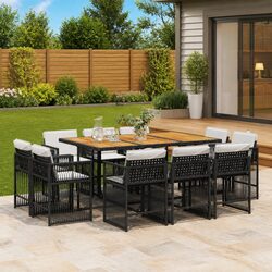 Practical 11 Piece Garden Dining Set for Outdoor Use