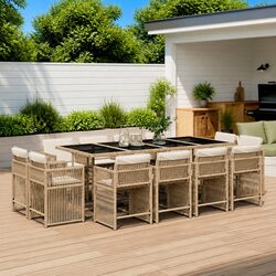 Ideal for Gatherings: 13 Piece Outdoor Dining Set in Beige