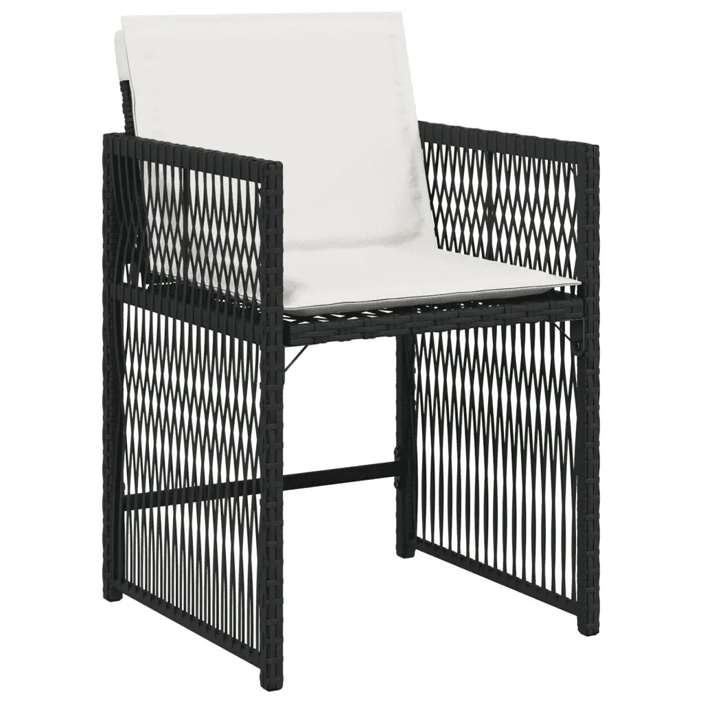 Outdoor Garden Dining Set 13 Piece Black Poly Rattan Chairs Table Cushions