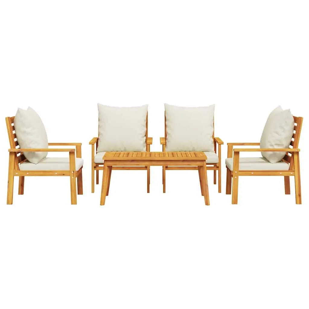 Garden Lounge Set 5 Piece Patio Furniture Outdoor Seating Brown Acacia Wood