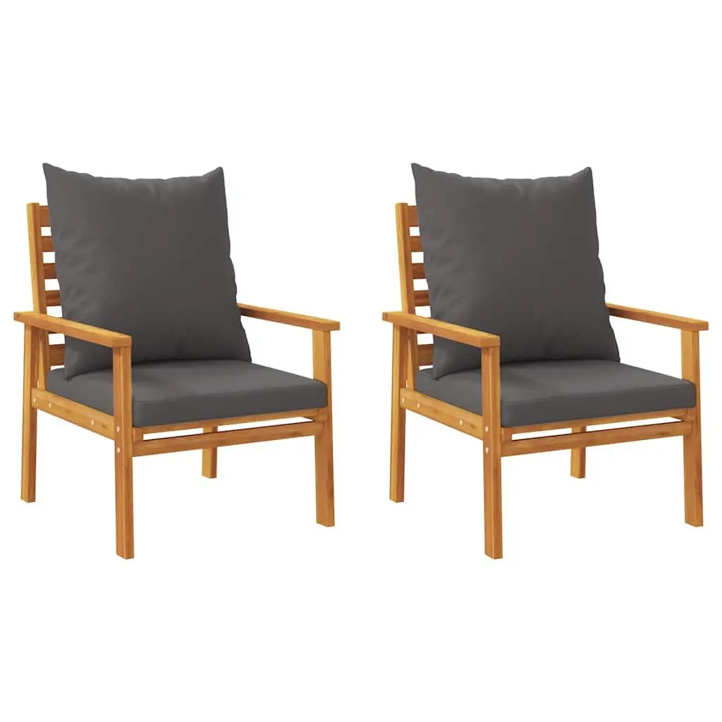 Garden Lounge Set Acacia Wood 5 Piece Outdoor Patio Furniture Brown