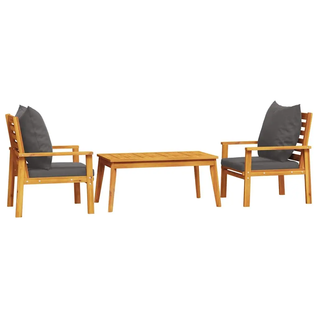 3 Piece Garden Lounge Set Solid Acacia Wood Outdoor Patio Furniture Brown