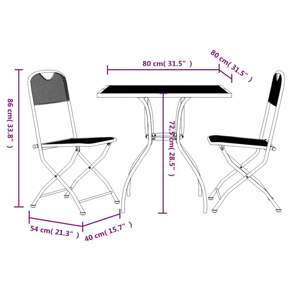 3-Piece Outdoor Dining Set in Anthracite