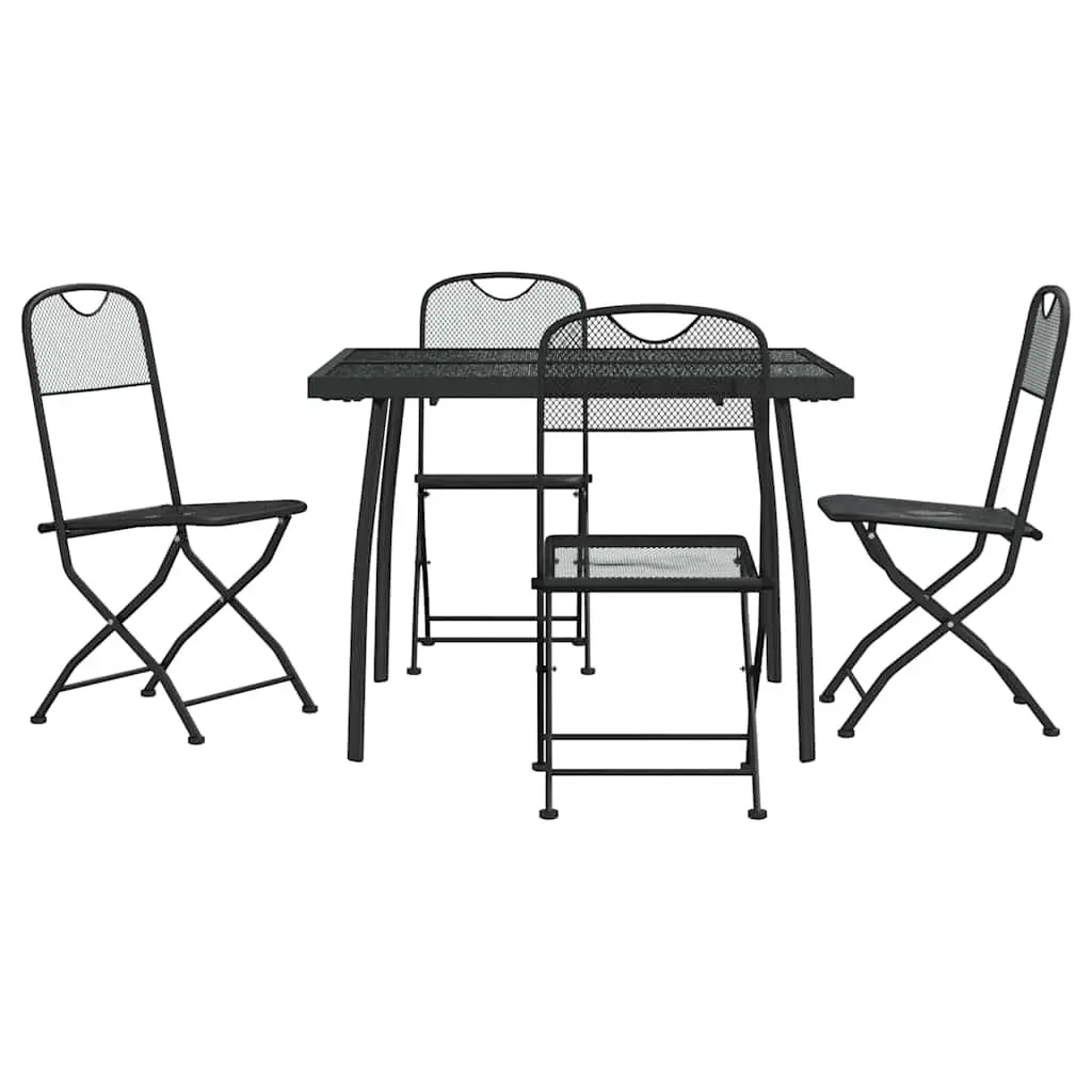 Outdoor Dining Set 5 Piece Metal Mesh Table and Chairs Anthracite Garden Furniture