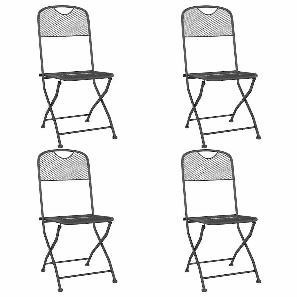 Outdoor Dining Set 5 Piece Metal Mesh Table and Chairs Anthracite Garden Furniture