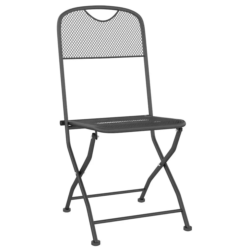 Outdoor Dining Set 5 Piece Metal Mesh Table and Chairs Anthracite Garden Furniture