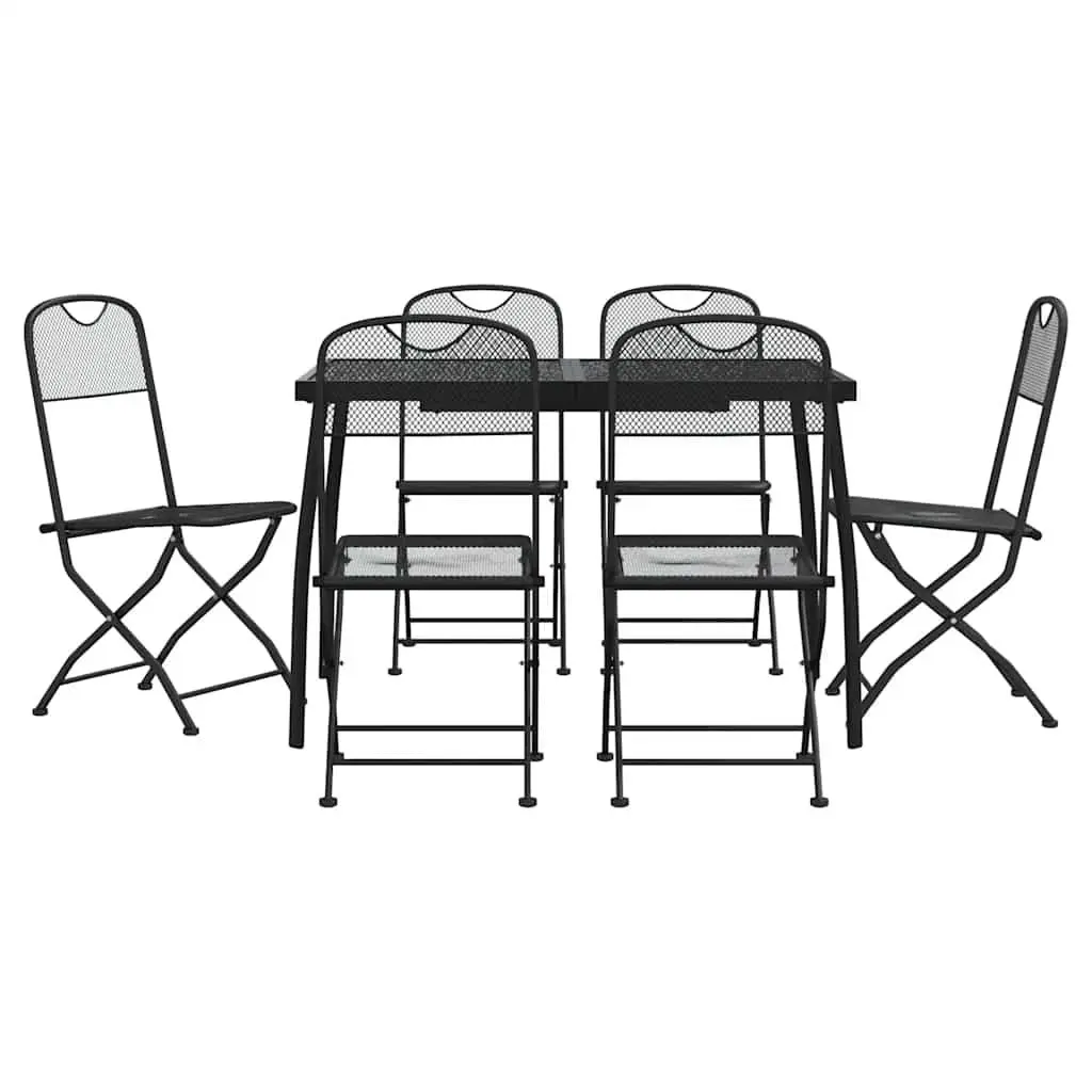 Garden Dining Set Metal Mesh 7 Piece Anthracite Outdoor Furniture Patio Table