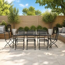 Practical 9 Piece Garden Dining Set for Outdoor Use