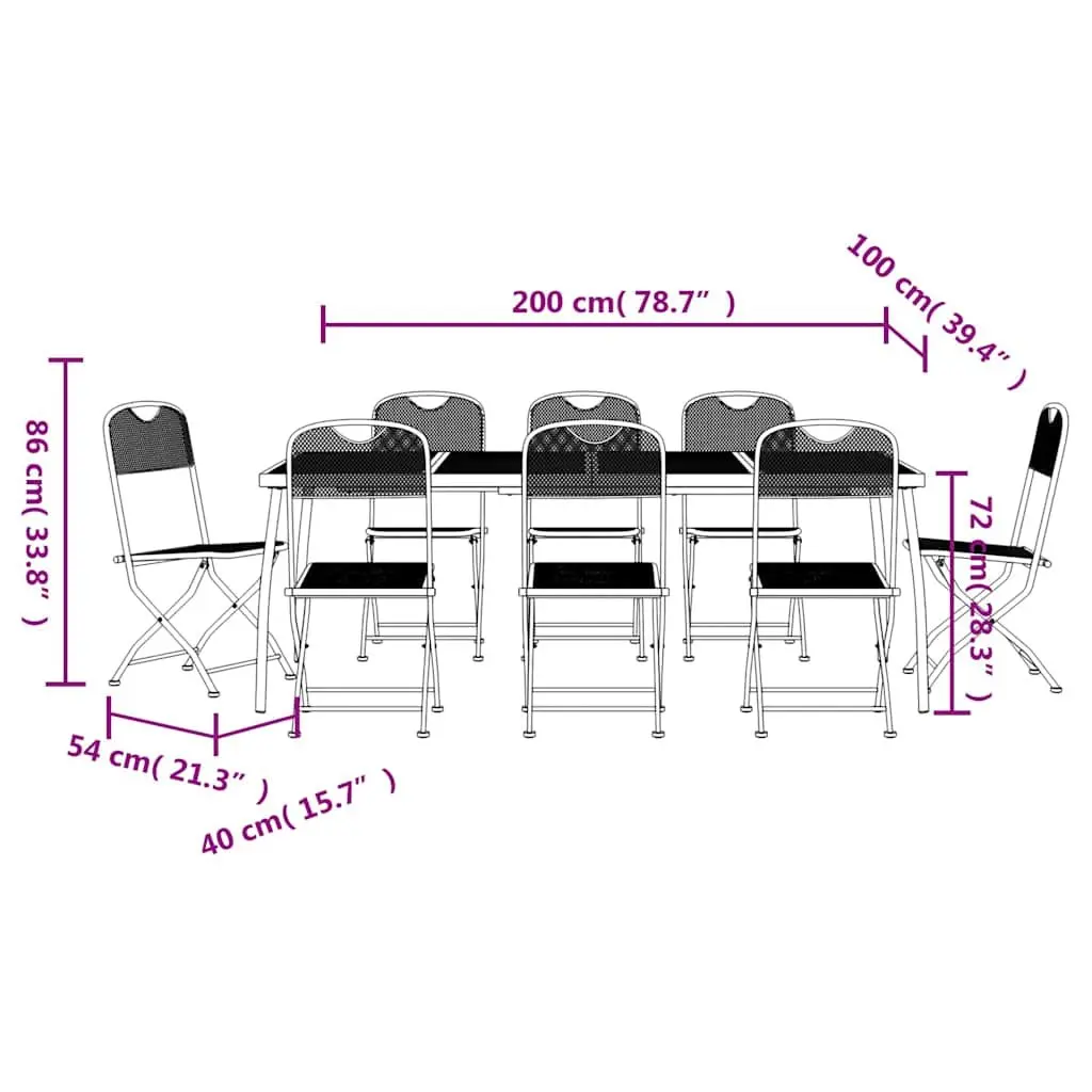 9 Piece Garden Dining Set for Outdoor Use