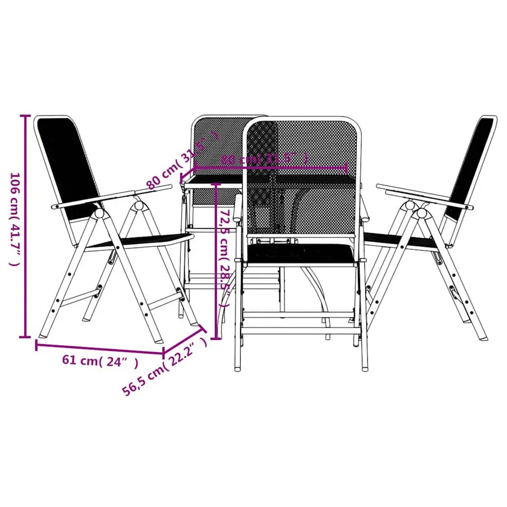 5 Piece Outdoor Garden Dining Set Metal Mesh Anthracite