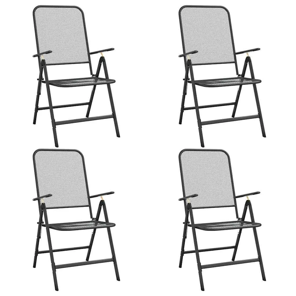 Outdoor Furniture Dining Set Metal Mesh Anthracite 5 Piece with Foldable Chairs and Adjustable Backrest