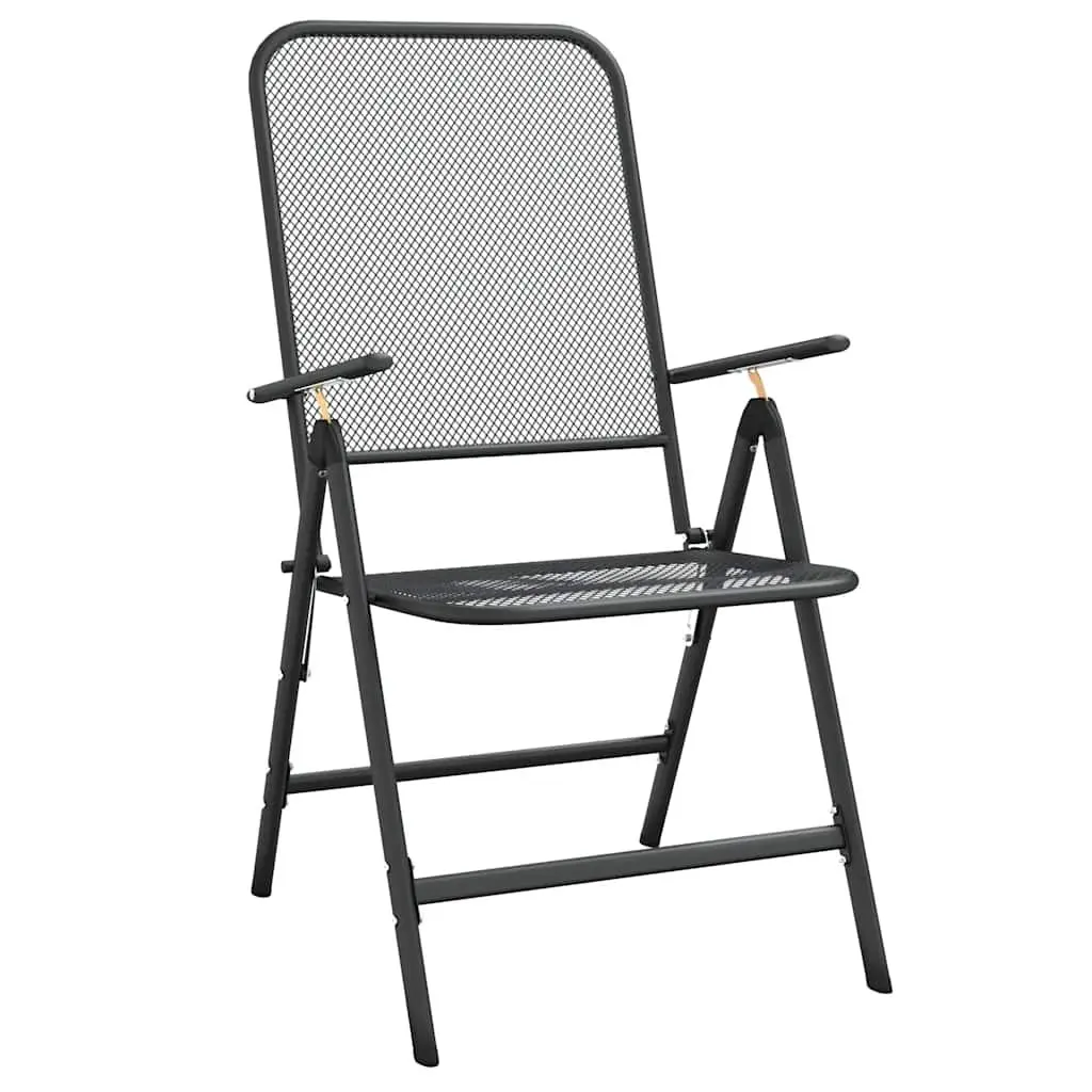 Outdoor Furniture Dining Set Metal Mesh Anthracite 5 Piece with Foldable Chairs and Adjustable Backrest