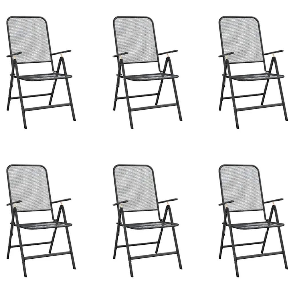 7 Piece Garden Dining Set Anthracite Metal Mesh Outdoor Furniture Patio Table