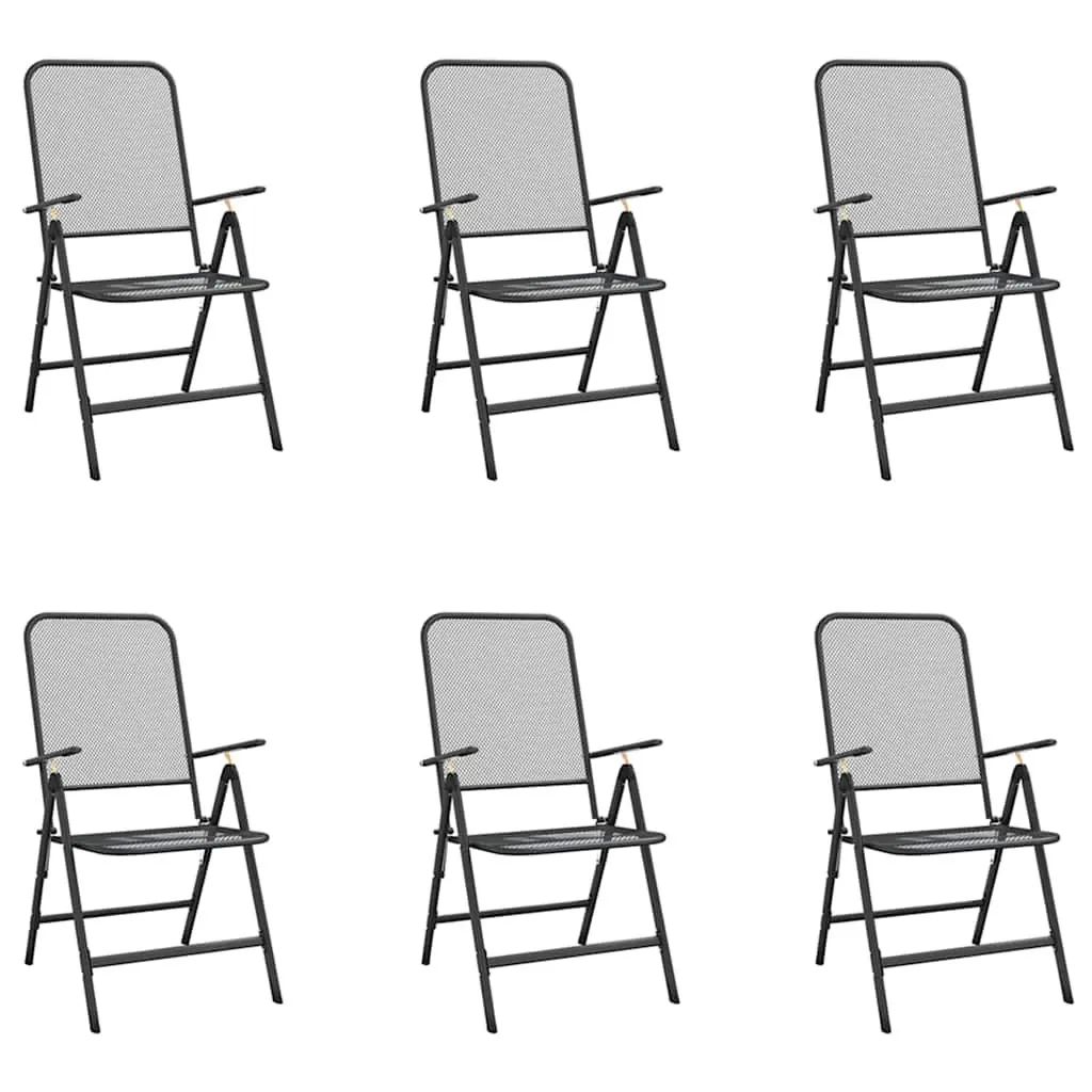 Garden Dining Set 7 Piece Outdoor Furniture Metal Mesh Anthracite Foldable