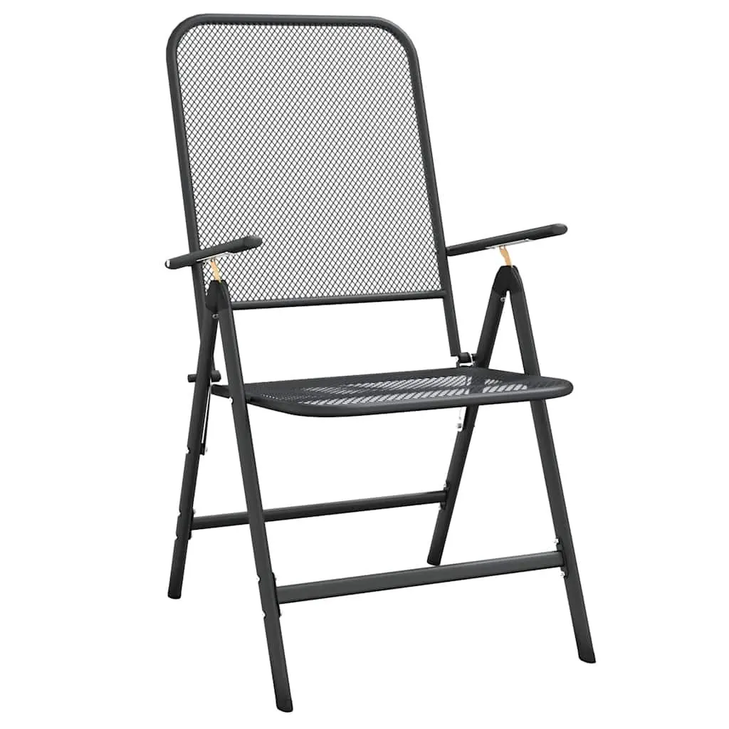 Garden Dining Set 7 Piece Outdoor Furniture Metal Mesh Anthracite Foldable
