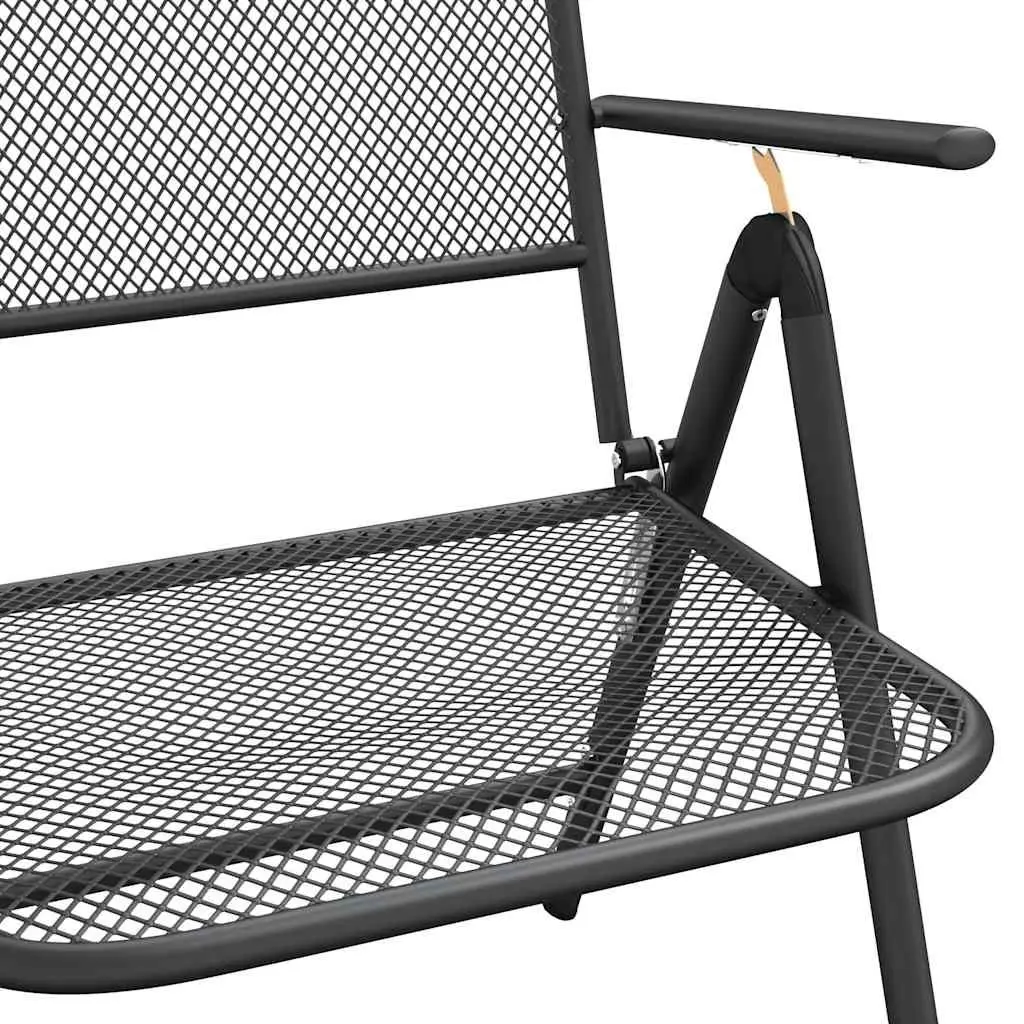 Garden Dining Set 7 Piece Outdoor Furniture Metal Mesh Anthracite Foldable