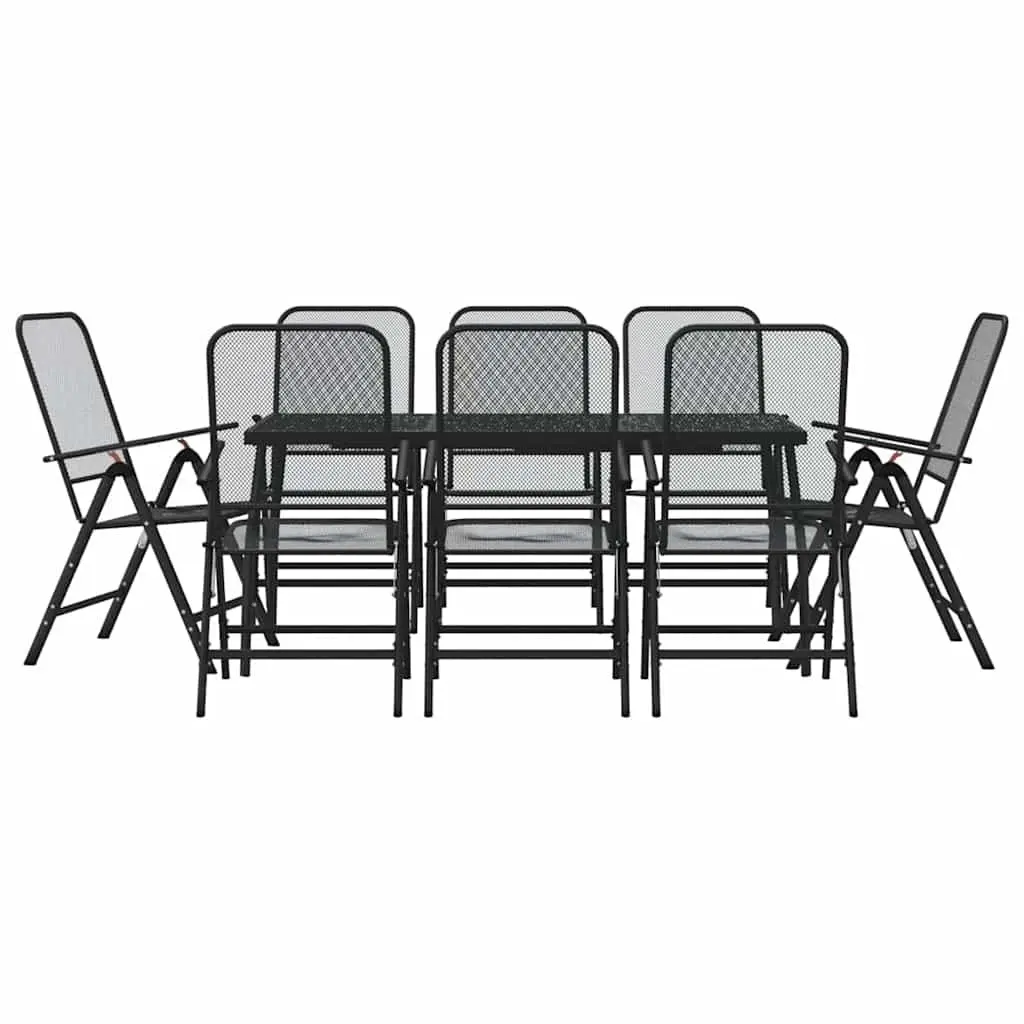 Garden Dining Set Metal Mesh 9 Piece Outdoor Furniture Anthracite Patio Chairs