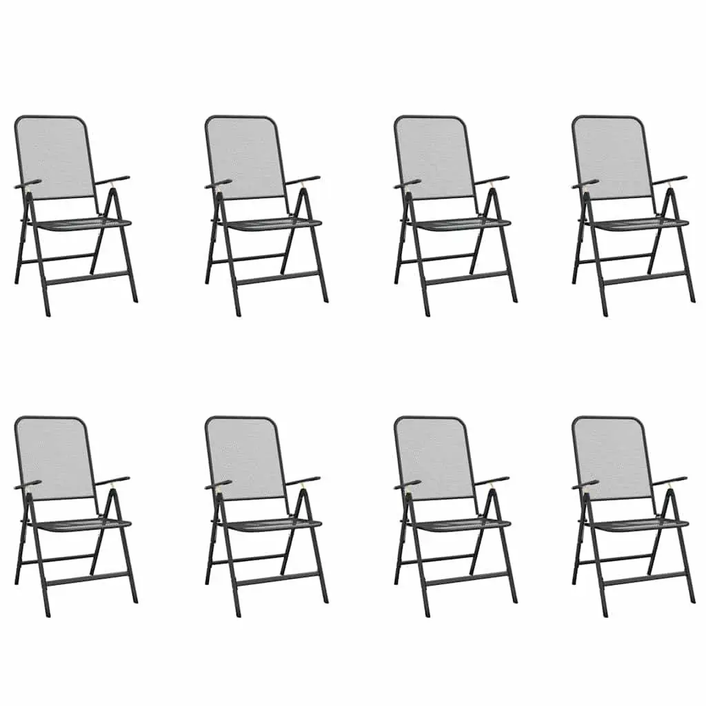 Garden Dining Set Metal Mesh 9 Piece Outdoor Furniture Anthracite Patio Chairs