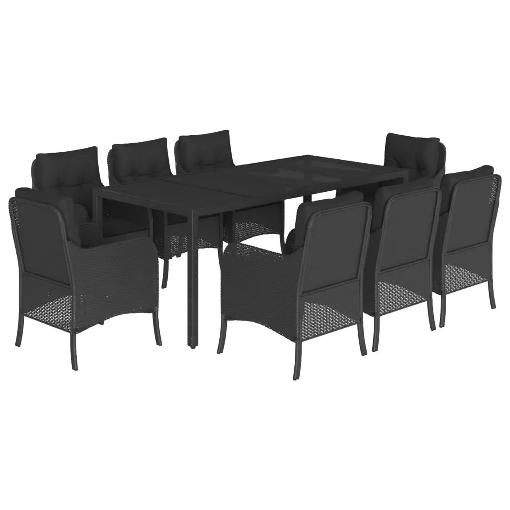 9 Piece Black Patio Dining Set for Outdoor Use
