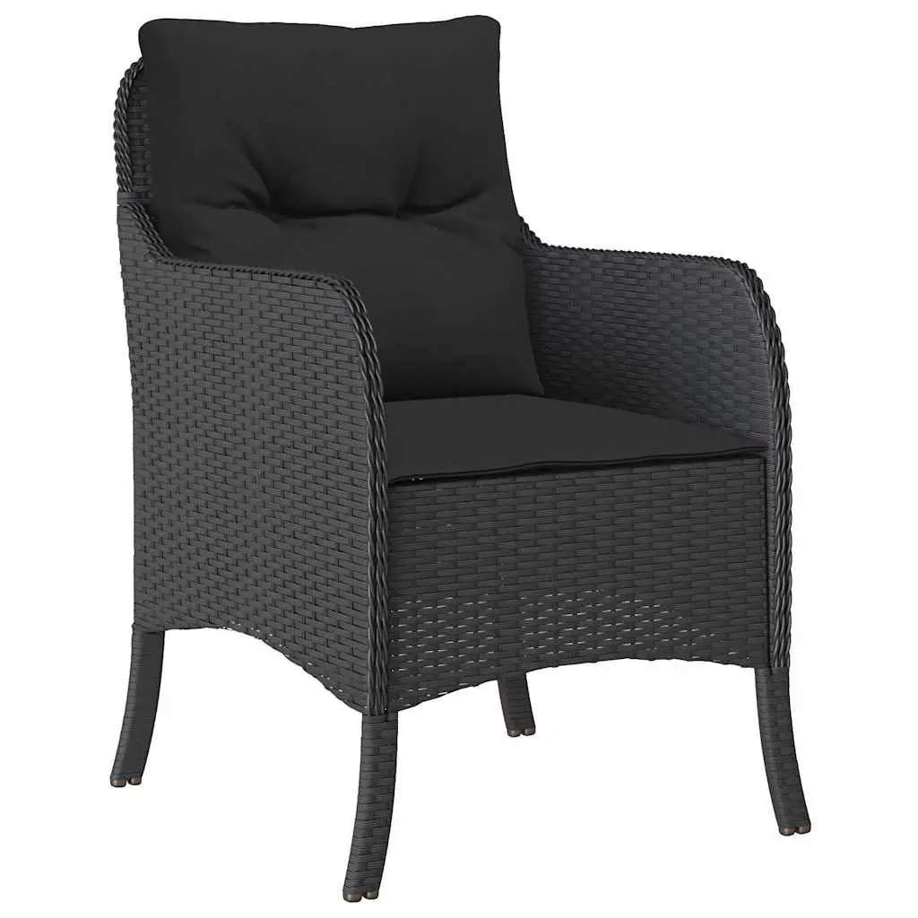Garden Dining Set 5 Piece Outdoor Furniture Black Poly Rattan with Cushions