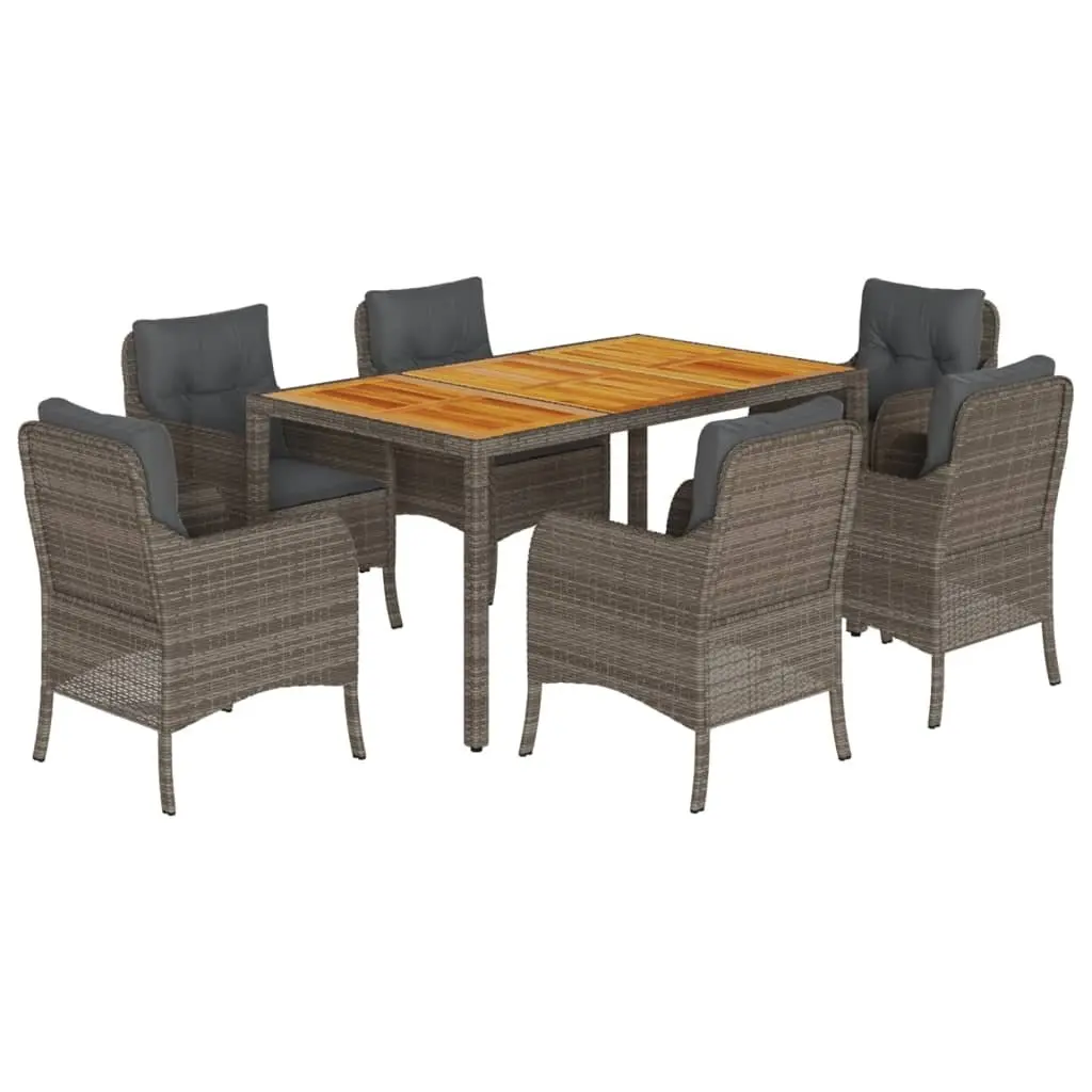 7 Piece Grey Poly Rattan Garden Dining Set