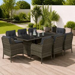 Practical Grey 9 Piece Outdoor Dining Set for Gatherings