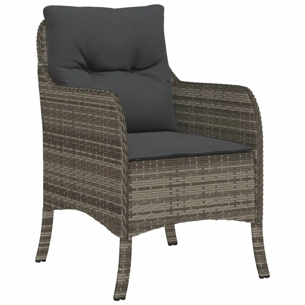 Outdoor Dining Set Grey PE Rattan 9 Piece Patio Furniture with Cushions and Tempered Glass Table