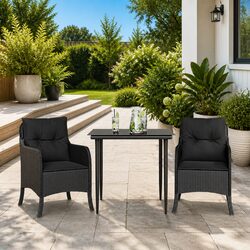 Functional Black Poly Rattan Dining Set for Gardens