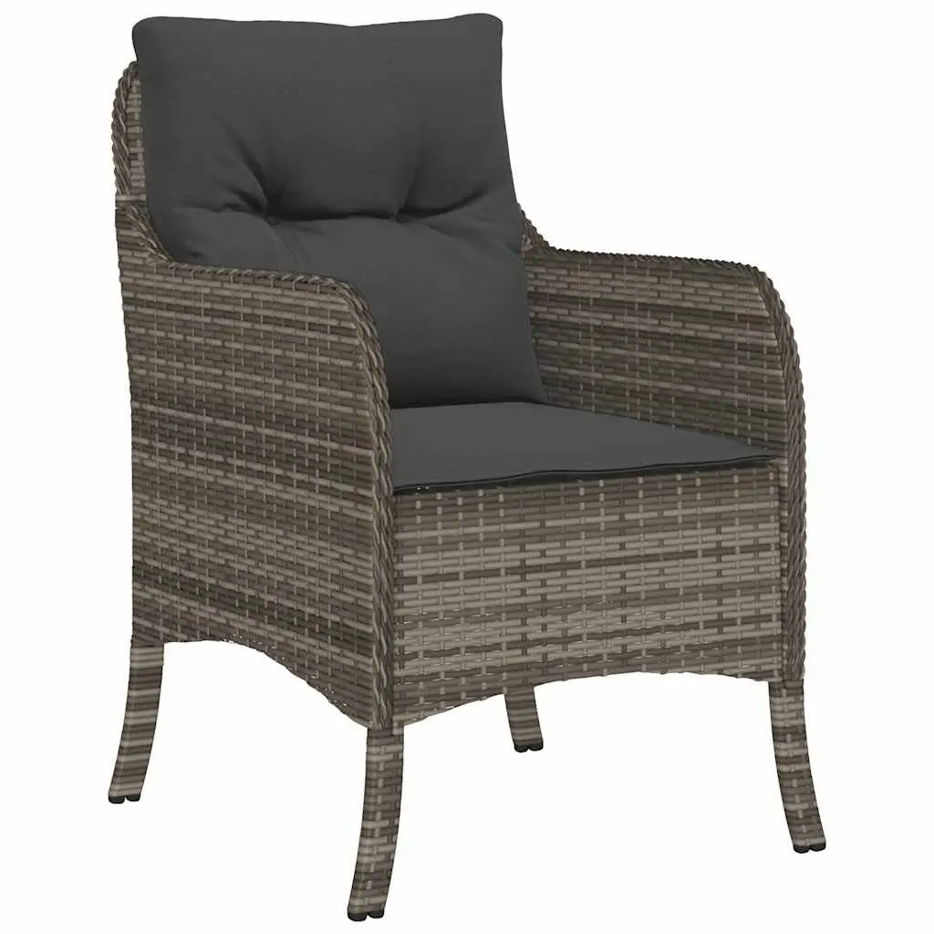 7 Piece Grey Patio Dining Set Outdoor Furniture Table with Glass Top and Cushioned Chairs