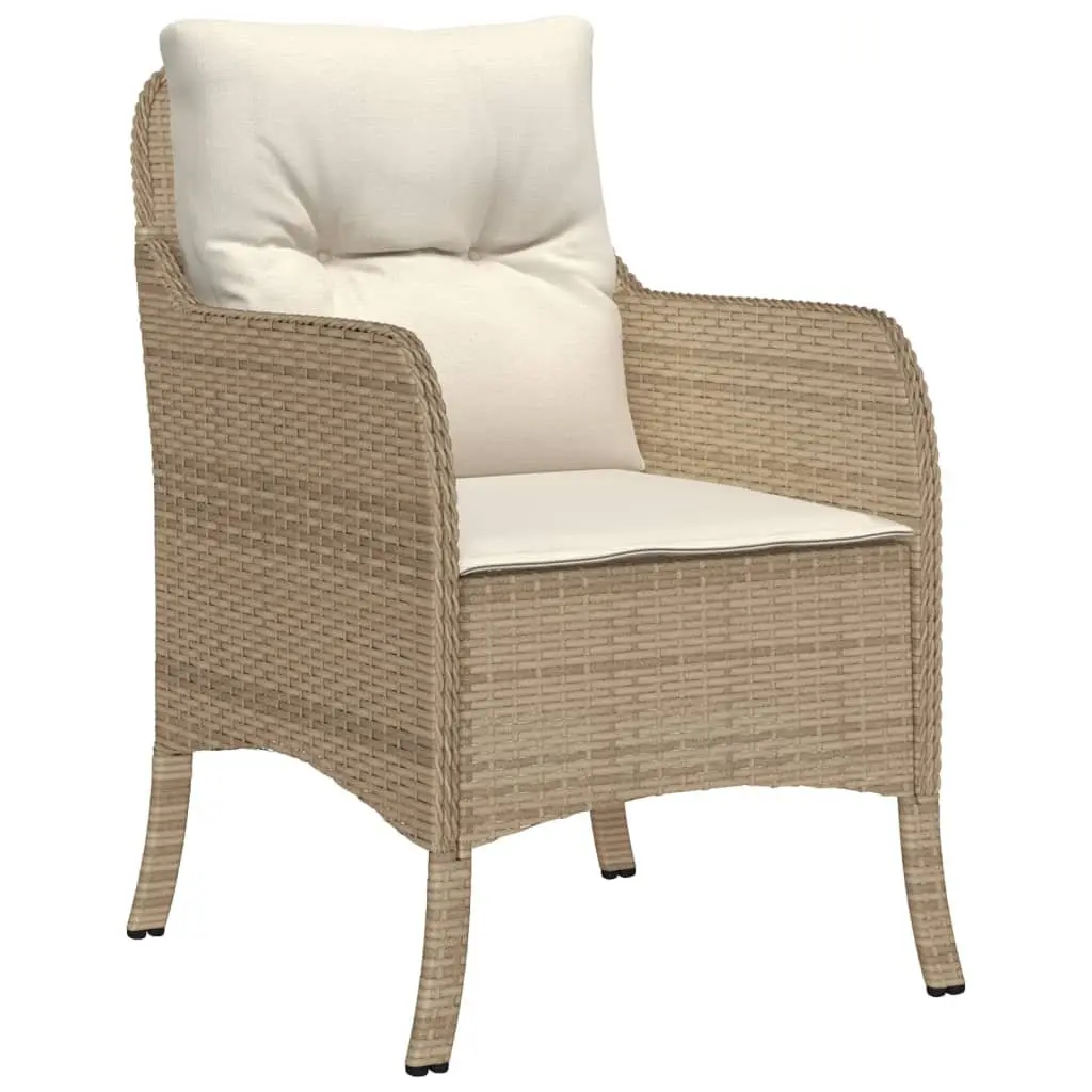 Outdoor Dining Set 3 Piece Garden Furniture with Cushions Beige Poly Rattan