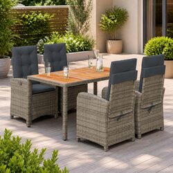 5 Piece Outdoor Dining Set with Adjustable Backrests