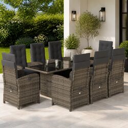 Practical 9 Piece Grey Dining Set for Outdoor Use