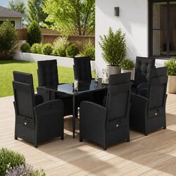 7 Piece Garden Dining Set Outdoor Patio Furniture Poly Rattan Table Chairs