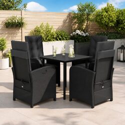 5 Piece Garden Dining Set in Black Rattan