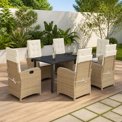 Beige 7 Piece Outdoor Dining Set for Gardens