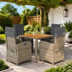 Versatile Grey 5-Piece Outdoor Dining Set with Cushions
