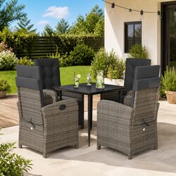 5 Piece Grey Garden Dining Set for Outdoor Spaces