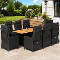 Versatile 9-Piece Outdoor Dining Set in Black for Any Setting