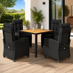 Practical Black PE Rattan Garden Dining Set for Outdoors