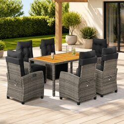 Practical 7 Piece Garden Dining Set in Grey
