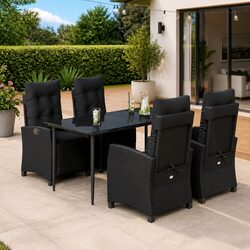 Versatile 5-Piece Black Rattan Patio Set
