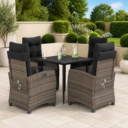 Functional Outdoor 5 Piece Grey Dining Set with Cushions