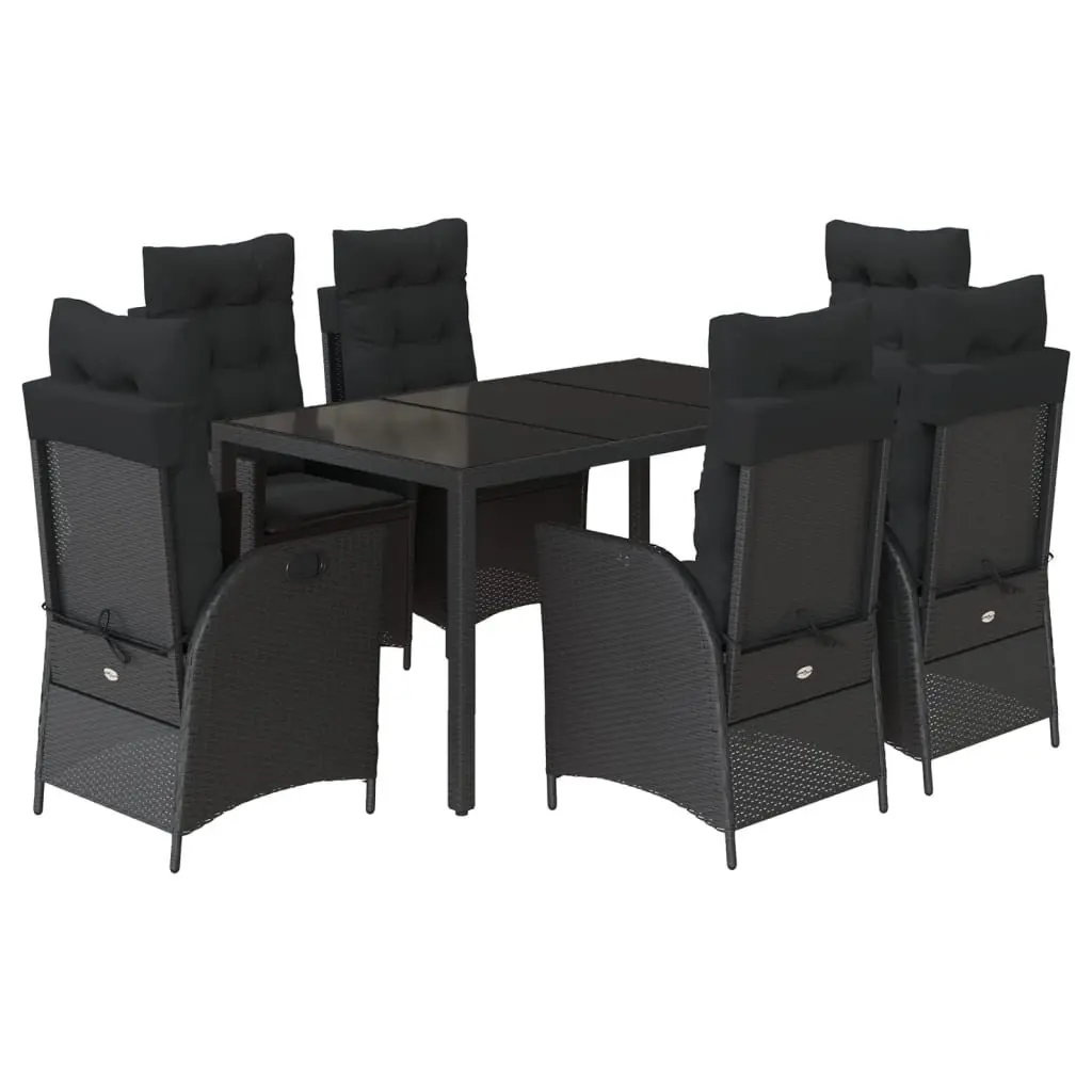 7-Piece Black Outdoor Dining Set with Cushions